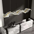 Erik – Dimmable Nordic LED Pendant Light with Creative Long Wave Design for Dining Tables and Bars Monalume.com
